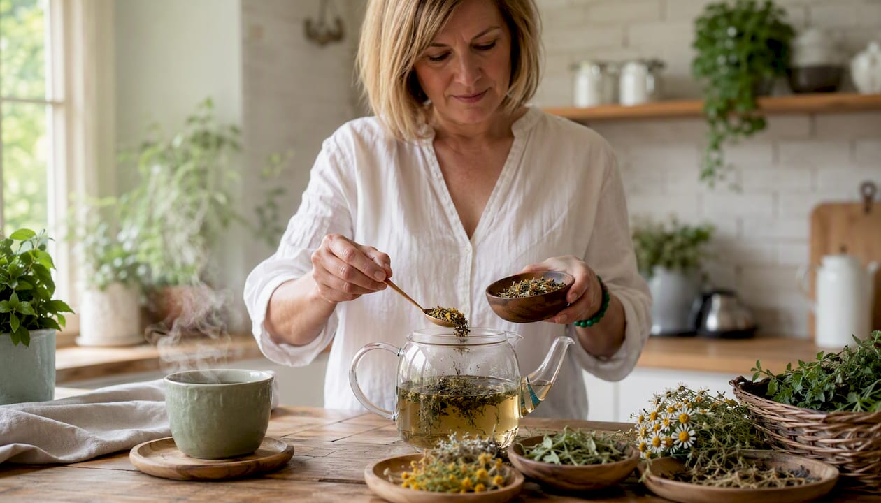 Melyik tea segít a petevezeték elzáródásnál? Egy bögre gyógytea és egy jegyzetfüzet egymás mellett, közelről lefotózva