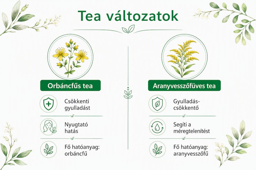 Melyik tea segít a petevezeték elzáródásnál? Áttekintő infografika a különböző teafajták összehasonlításáról