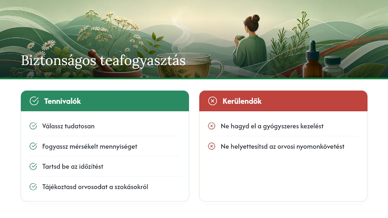 Gyógytea és gyógyszerek: mit érdemes tudni Miért érdemes odafigyelni a biztonságra anélkül, hogy feleslegesen lemondanál a teáról? — overview diagram