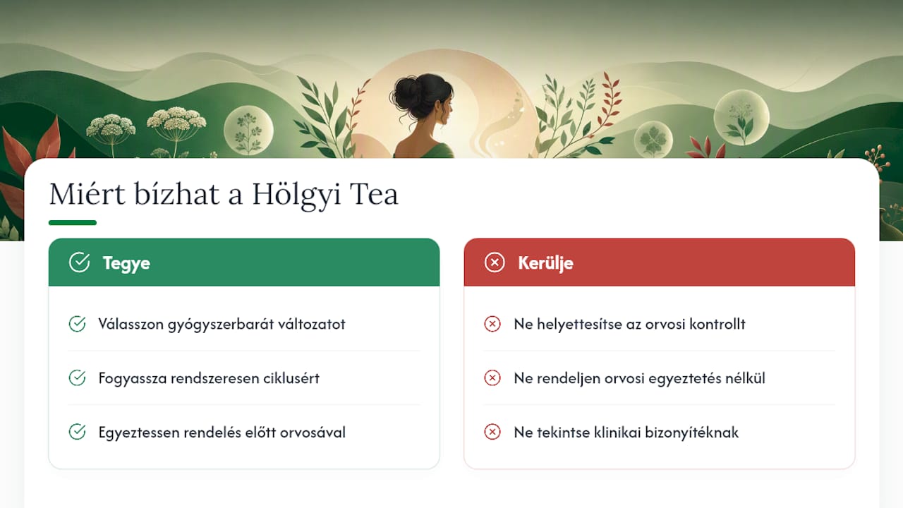 Ciszta mellett teherbeesés tea: mikor segíthet és mikor nem elég Miért bízhat a Hölgyi Tea tapasztalataiban? — overview diagram