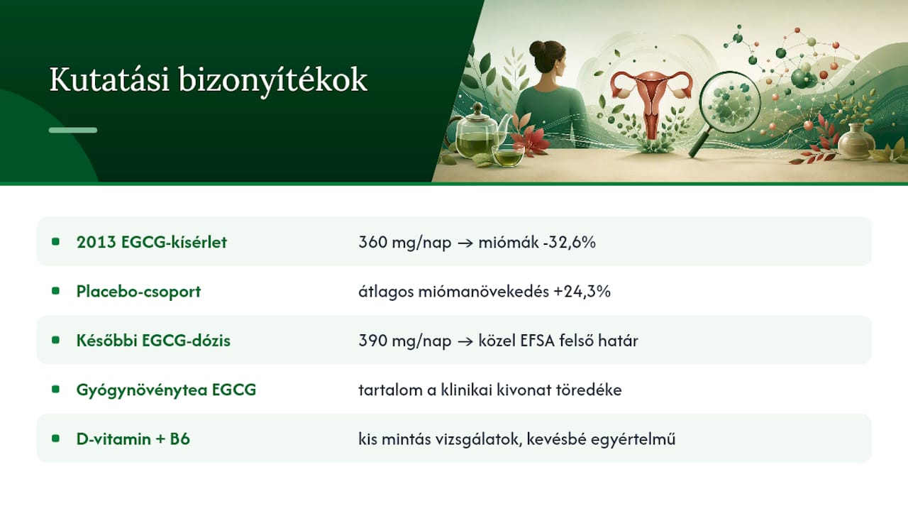 Mióma tapasztalatok tea kúrával: mit mutatnak a valós vélemények Milyen kutatási bizonyítékok támogatják a teák hatását miómára? — overview diagram